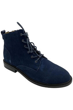 NYDJ Women's Eileen Lace Up Ankle Bootie Navy Suede - Medium